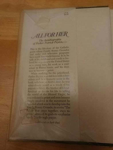 First edition of 'All for Her' the autobiography of Father Patrick Peyton CSC
