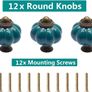SALE | 12 Pack Ceramic Door Knobs Teal Drawer Knobs, Pumpkin Ceramic Knobs Vintage Cupboard Knobs with Mounting Screws, Antique Wardrobe Pull Handles Kitchen Cabinet Knobs for Dresser Image 2