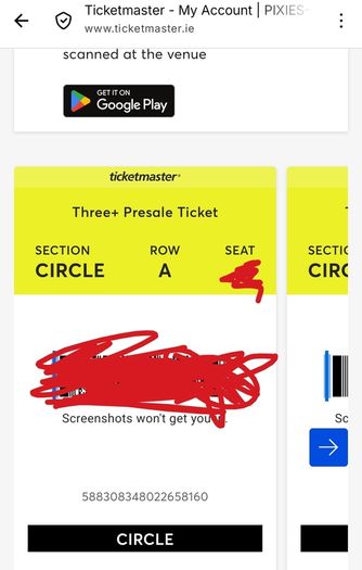 2 x Pixies tickets 2nd June Olympia