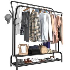 NEW Metal Double Clothes Garment Rail