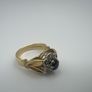 Antique 18ct Gold Diamond and Sapphire Ring Custom Crown Design - 6 Diamond cluster and Large Dark Blue Rare Sapphire - Beautiful Crown Design Image 10