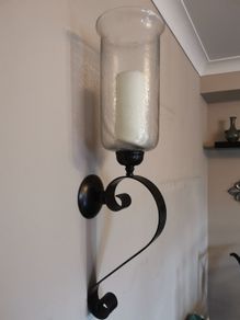 Pune black metal candle wall sconce