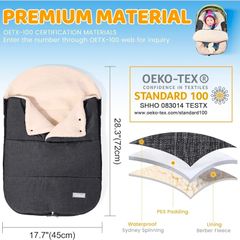 Winter Baby Car Seat Footmuff, Universal Car Seat Blanket for Baby w/Adjustable Collar, Waterproof Baby Car Seat Cover w/Zip, Warm Berber Fleece, Detachable and Machine Washable (Dark Grey)