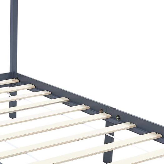 Canopy Bed Frame Grey Solid Pine Wood 90x200 cm