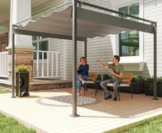 3 x 3 m Garden Pergola with Retractable Roof, Gazebo, Canopy for Shade, UPF30+, Gray
