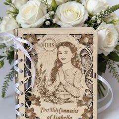 Personalized Wooden Card & Money Holder , Communion, Christening, Gift