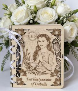 Personalized Wooden Card & Money Holder , Communion, Christening, Gift