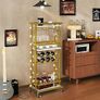 4-Tier Liquor Cabinet with wheels,Wine Rack Freestanding Floor, Bar Cart for Liquor Whiskey Wine,Versatile Wine Bottle Display Shelf,Mini Bar for Home Living Room,White Image 3