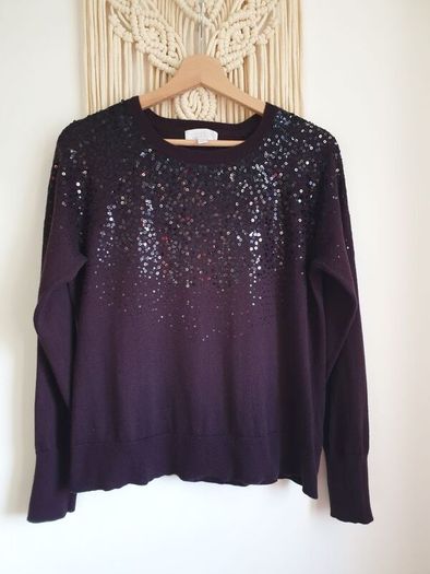 The White Company Sequin Wool/ Cotton Knitted Jumper Size Uk 12