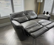 2-Seater Electric Grey Leather Sofa with USB charging ports