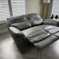2-Seater Electric Grey Leather Sofa with USB charging ports