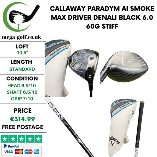 Callaway Paradym Ai Smoke Max Driver / 10.5 Degree / Denali Black 6.0 60G Stiff