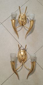 70s pair of brass wall lights in the style of Gio Ponti
