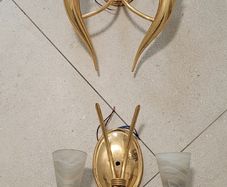 70s pair of brass wall lights in the style of Gio Ponti