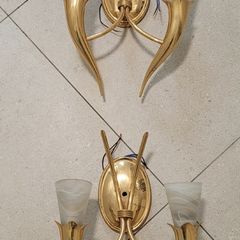 70s pair of brass wall lights in the style of Gio Ponti