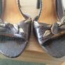 River Island chocolate brown peep toe high heels Image 5