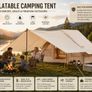 Inflatable Camping Tent 3 to 5 Person with Canopy Stove Jack and Air Pump Image 2