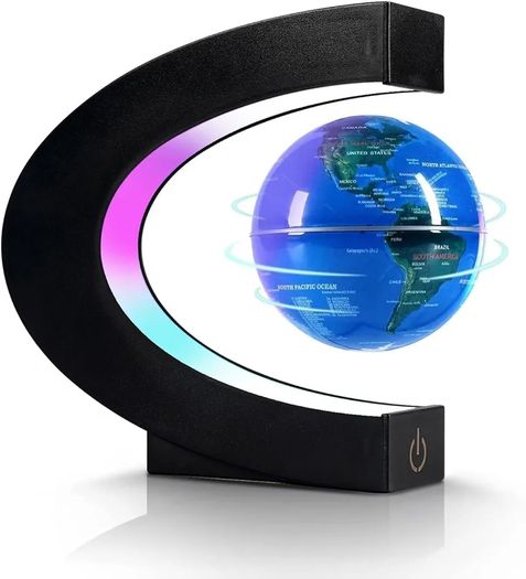 Magnetic Levitation Floating Globe, Levitating C Shape with LED Lights Touch Control for Educational Home Office Decor, Anniversary Creative Gift(3.3 Inches Globe