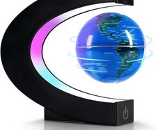Magnetic Levitation Floating Globe, Levitating C Shape with LED Lights Touch Control for Educational Home Office Decor, Anniversary Creative Gift(3.3 Inches Globe