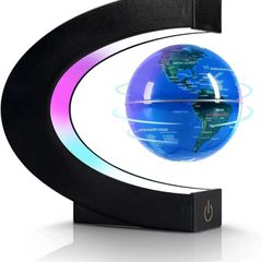 Magnetic Levitation Floating Globe, Levitating C Shape with LED Lights Touch Control for Educational Home Office Decor, Anniversary Creative Gift(3.3 Inches Globe