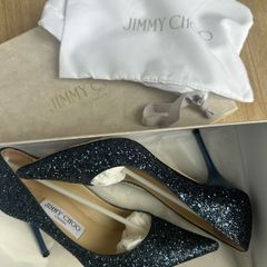 Jimmy Choo navy glitter heels