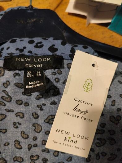 Ladies New look Curves Blue animal print dress, long sleeve with elasticated cuff.New with tags.