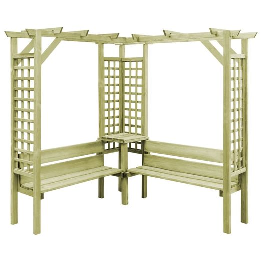Corner Pergola with Bench Impregnated Pinewood