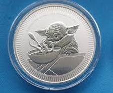2022 Niue 1oz Silver Star Wars Grogu Baby Yoda Coin BU ( In Capsule)