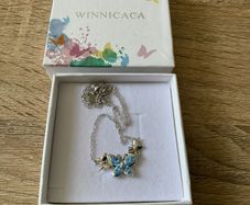 WINNICACA Butterfly Choker Necklace s925 Sterling Silver Birthstone Pendant Necklace