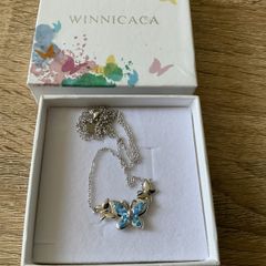 WINNICACA Butterfly Choker Necklace s925 Sterling Silver Birthstone Pendant Necklace