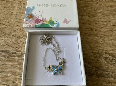 WINNICACA Butterfly Choker Necklace s925 Sterling Silver Birthstone Pendant Necklace