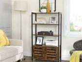 Industrial style shelf with louvre doors  bookcase, bookshelf with 3 shelves, 2 louvre doors, living room, study, bedroom, 70 x 30 x 121.5 cm, industrial design, vintage brown-black