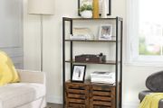Industrial style shelf with louvre doors  bookcase, bookshelf with 3 shelves, 2 louvre doors, living room, study, bedroom, 70 x 30 x 121.5 cm, industrial design, vintage brown-black