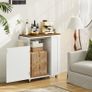 Rolling Kitchen Island Cart with Storage Space Kitchen Island Table with Trash Can, 5 Swivel Castors, Drawer, Spice Rack and Towel Holder for Kitchen Image 7