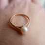 Vintage solid 9ct Gold 375 Pearl Solitaire Ring 1,4g Image 6