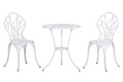 3PCs Garden Table Set Bistro Set Round Table with Umbrella Hole and 2 Chairs for Outdoor Indoor Patio Balcony Aluminium
