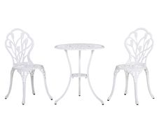 3PCs Garden Table Set Bistro Set Round Table with Umbrella Hole and 2 Chairs for Outdoor Indoor Patio Balcony Aluminium
