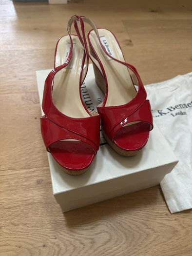 LK Bennett Red Wedge Sandals