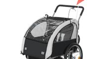 2in1 Kids Bike Trailer Stroller with 5Point Harness Safety Flag Wind Cover Black