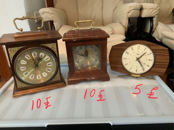 Clock, figures, Display Cabinet