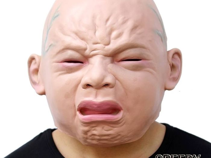 Crying Baby Face Mask Human Realistic Latex Full Head Masks for Halloween Costume Party Carnival Cosplay