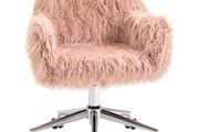Faux Fur Desk Chair, Swivel Vanity Chair with Adjustable Height and Wheels for Office, Bedroom (FREE SHIPPING)