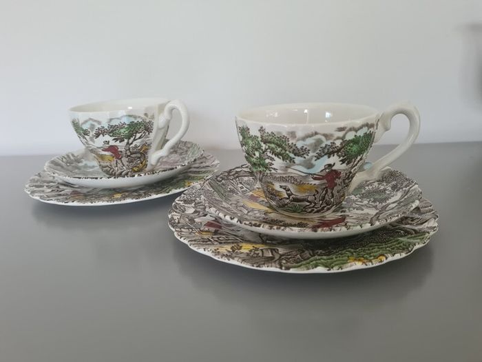 TeaCups Saucers  Plates The Hunter  by Myott