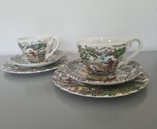 TeaCups Saucers  Plates The Hunter  by Myott