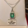 Beautiful Emeraldine & Zircon Pendant in Rhodium Plated Sterling Silver Image 2
