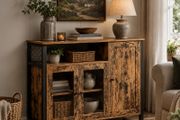 Industrial Sideboard Storage Cabinet Brown Black 110 cm