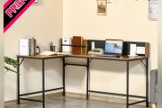 L Shape Computer Desk with Large Tabletop, Industrial Corner Desk for Small Space, Home, Office, Study, Rustic Brown (FREE SHIPPING)