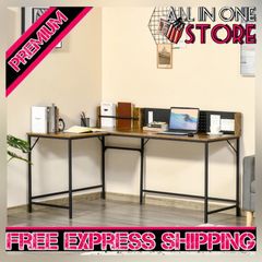 L Shape Computer Desk with Large Tabletop, Industrial Corner Desk for Small Space, Home, Office, Study, Rustic Brown (FREE SHIPPING)