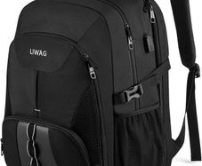 Extra Large Travel Laptop Backpack,Water Resistant Work Backpack Bag with USB Charging Port,Anti Theft Big Business Backpack,College School Computer Rucksack for Men Women,Fits 17 Inch Laptop-Black