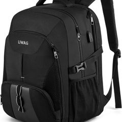 Extra Large Travel Laptop Backpack,Water Resistant Work Backpack Bag with USB Charging Port,Anti Theft Big Business Backpack,College School Computer Rucksack for Men Women,Fits 17 Inch Laptop-Black